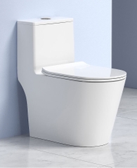 LUXURY19 - Combo phòng tắm cao cấp . Bồn cầu liền khối nắp UF chống xước, bàn đá 2 tầng đen vân mây.