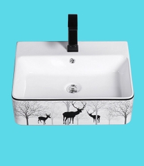 LUXURY25 - Combo phòng tắm cao cấp . Bồn cầu trứng liền khối nắp UF chống xước, chậu sứ vuông treo, sen cây nóng lạnh vuông