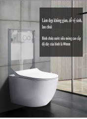 K6004T - Bồn cầu treo tường cao cấp, thân sứ tròn, nút nhấn nhựa tròn