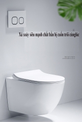 K6004T - Bồn cầu treo tường cao cấp, thân sứ tròn, nút nhấn nhựa tròn