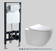 K6004T - Bồn cầu treo tường cao cấp, thân sứ tròn, nút nhấn nhựa tròn