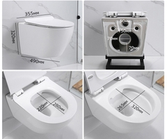K6004T - Bồn cầu treo tường cao cấp, thân sứ tròn, nút nhấn nhựa tròn