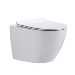 K6004T - Bồn cầu treo tường cao cấp, thân sứ tròn, nút nhấn nhựa tròn