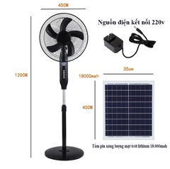 QT24 - Quạt tích điện năng lượng mặt trời không cần điện lưới, chạy liên tục 6 tiếng không cần cắm điện