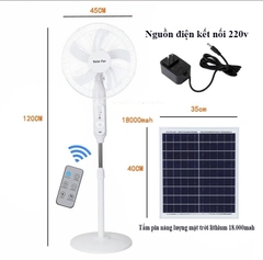 QT24 - Quạt tích điện năng lượng mặt trời không cần điện lưới, chạy liên tục 6 tiếng không cần cắm điện