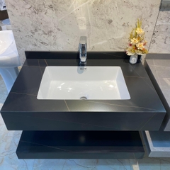 BD1023 - Bàn đá đôi chống xước, bề mặt lì kết hợp chậu liền mép