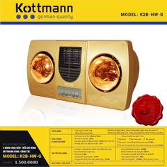 K2B-HW-G - Đèn sưởi nhà tắm Kottmann 2 bóng có quạt
