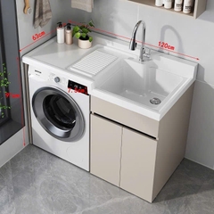 Kệ máy giặt cao cấp - Chất liệu đá thạch anh kết hợp tủ inox