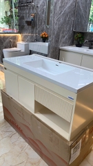 TC02K - Tủ chậu mặt đá, lòng chậu sứ âm liền mép hàng đặt theo yêu cầu, chất liệu nhựa PVC đặc chịu nước