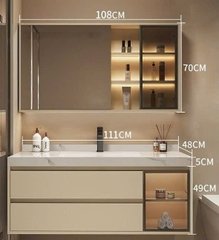 TC11K - Tủ chậu nhựa PVC đặc chịu nước màu be, mặt chậu đá kết hợp chậu sứ âm, hàng đặt theo yêu cầu, kích thước và màu sắc tùy chọn. LH để được giá tốt: 0975.296.975