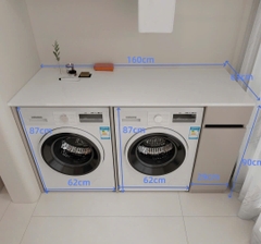 TG03 - Tủ Kệ máy giặt cao cấp, mặt đá nhân tạo, tủ inox, kích thước tùy chỉnh