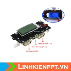 Mạch sạc dự phòng 2 cổng kèm LCD