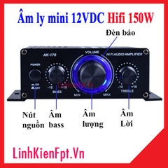 Âm Ly Mini 12VDC HiFi 150W.