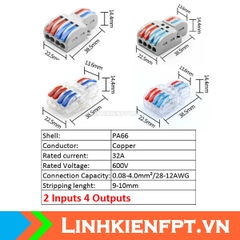 Cút Nối Dây Điện 2 Đầu Ra 4 Đầu - 32A 250V/600V