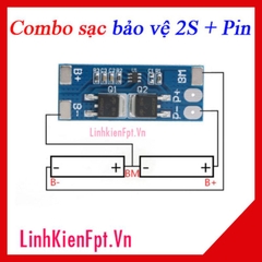 Combo Mạch Sạc Bảo Vệ 2S kèm Pin 18650