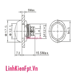 Nút nhấn nhả 12V 12MM đầu tròn (chống nước)