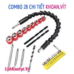 Combo 28 chi tiết khoan , vít , dây truyền động