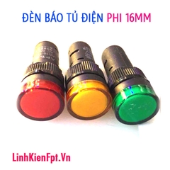 Đèn báo pha tủ điện 16mm 220VAC Combo 3 đèn