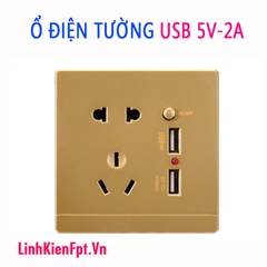 Ổ điện âm tường USB 5V 2A điện áp 220V - Kèm Đế