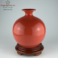 Bình hút tài lộc màu đỏ ( Huyết dụ ) men bóng