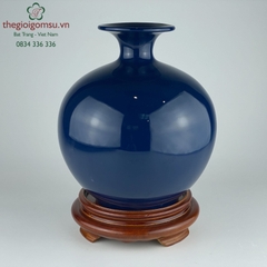 Bình hút tài lộc màu xanh đen (đại thanh) men bóng