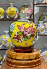 Bình hút Tài Lộc Cá Chép Hoa Phù Dung chữ Lộc đại cát vẽ vàng kim