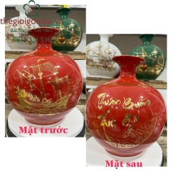 Bình hút Tài Lộc Thuận Buồm Xuôi Gió in logo nền màu huyết dụ