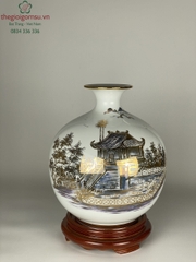 Bình Hút Tài Lộc cảnh chùa một cột vẽ vàng