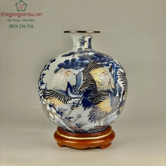 Bình Hút Tài Lộc Tùng Hạc Diên Niên vẽ vàng 24k