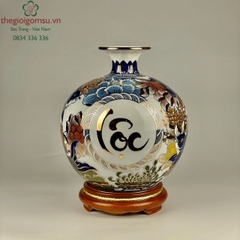 Bình Hút Tài Lộc Cá Chép Chữ Lôc màu nền trắng vẽ vàng