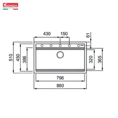 Chậu rửa Konox Terra 860S Black (Chậu đá Granite)