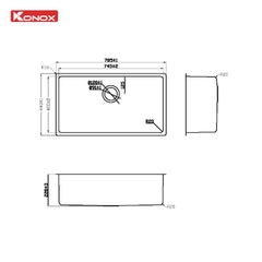 Chậu rửa Konox STELO 780U - Made in Turkey