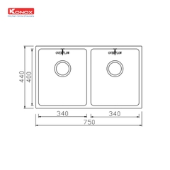 Chậu rửa Konox CUBE 7544DU