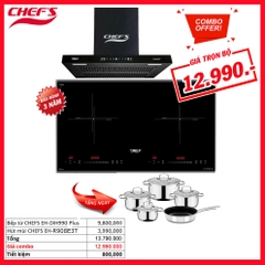 Combo HOT!!! Bếp từ CHEFS EH-DIH990 Plus & Máy hút mùi CHEFS EH-R908E3T
