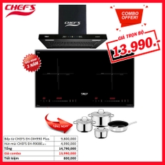Combo HOT!!! Bếp từ CHEFS EH-DIH990 Plus & Máy hút mùi CHEFS EH-R908E3T