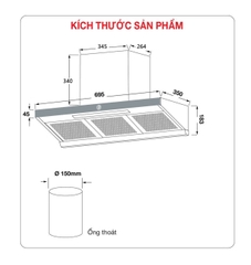 Máy hút mùi lưới vát KAFF KF-FA70BLDC (New)