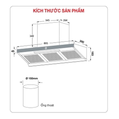 Máy hút mùi lưới vát KAFF KF-FA90BLDC (New)