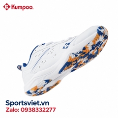 Giày cầu lông, giày pickleball nam nữ Kumpoo E317 màu trắng xanh chính hãng