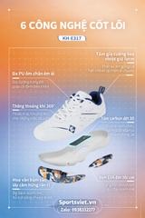 Giày cầu lông, giày pickleball nam nữ Kumpoo E317 màu trắng xanh chính hãng