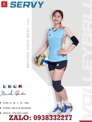 Quần áo bóng chuyền nữ sát nách Just Play chính hãng (màu xanh)