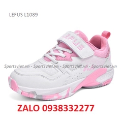Giày cầu lông, giày pickleball trẻ em, giày bé gái Lefus L1089 màu trắng hồng chính hãng