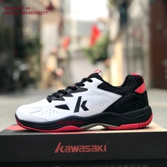 Giày cầu lông, bóng chuyền nam nữ Kawasaki A3307 trắng đen