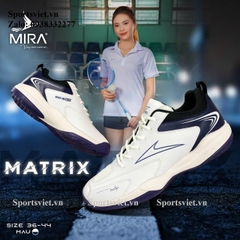 Giày cầu lông bóng chuyền Mira Matrix màu trắng chính hãng