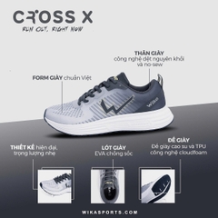 Giày chạy bộ Wika Cross X màu xám