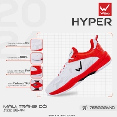 Giày Pickeball Wika Hyper chính hãng màu trắng đỏ