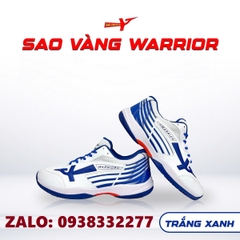 Giày bóng chuyền sao vàng Warrior trắng xanh chính hãng