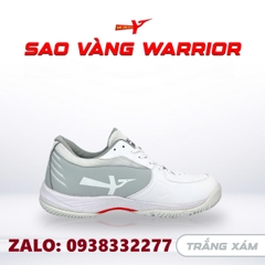 Giày bóng chuyền sao vàng Warrior trắng xám chính hãng