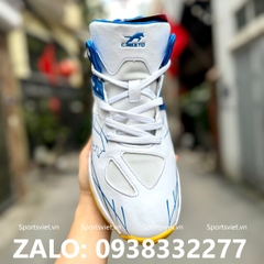 Giày bóng chuyền nam cày sân bê tông VHD 501 trắng xanh cổ cao chính hãng