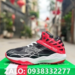 Giày bóng chuyền nam cày sân bê tông VHD 501 đen đỏ cổ cao chính hãng