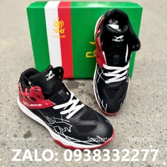 Giày bóng chuyền nam cày sân bê tông VHD 501 đen đỏ cổ cao chính hãng